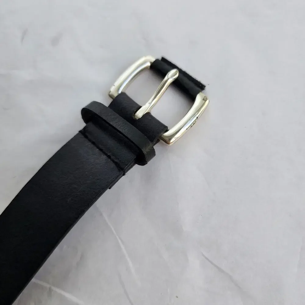 Michael‎ Kors Size M Leather Belt Black Silver Buckle 31-35